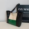 Retro einfache Patchwork-Kontrastfarben modische Tragetasche neue große Schultertasche Pendler-Handtasche