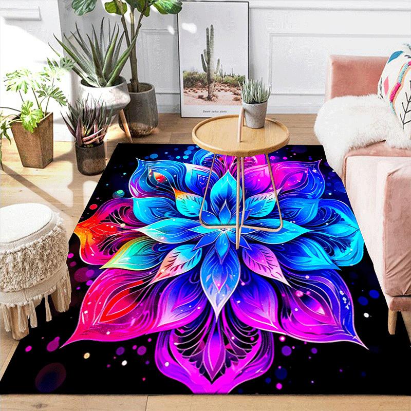 1pc Colorful flowers Design Area Rug - Soft, Anti-Slip, and Durable Gaming Room Decor for Bedroom