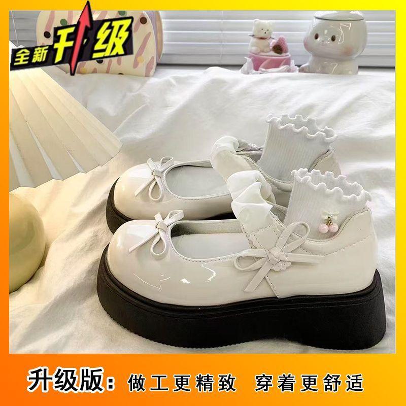 Fashion casual shallow mouth college style Mary Jane shoes women's 2025 spring and summer new platform bow small leather shoes women