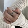 Stylish Retro S925 Sterling Silver Ring Unique Geometric Design Size Adjustable