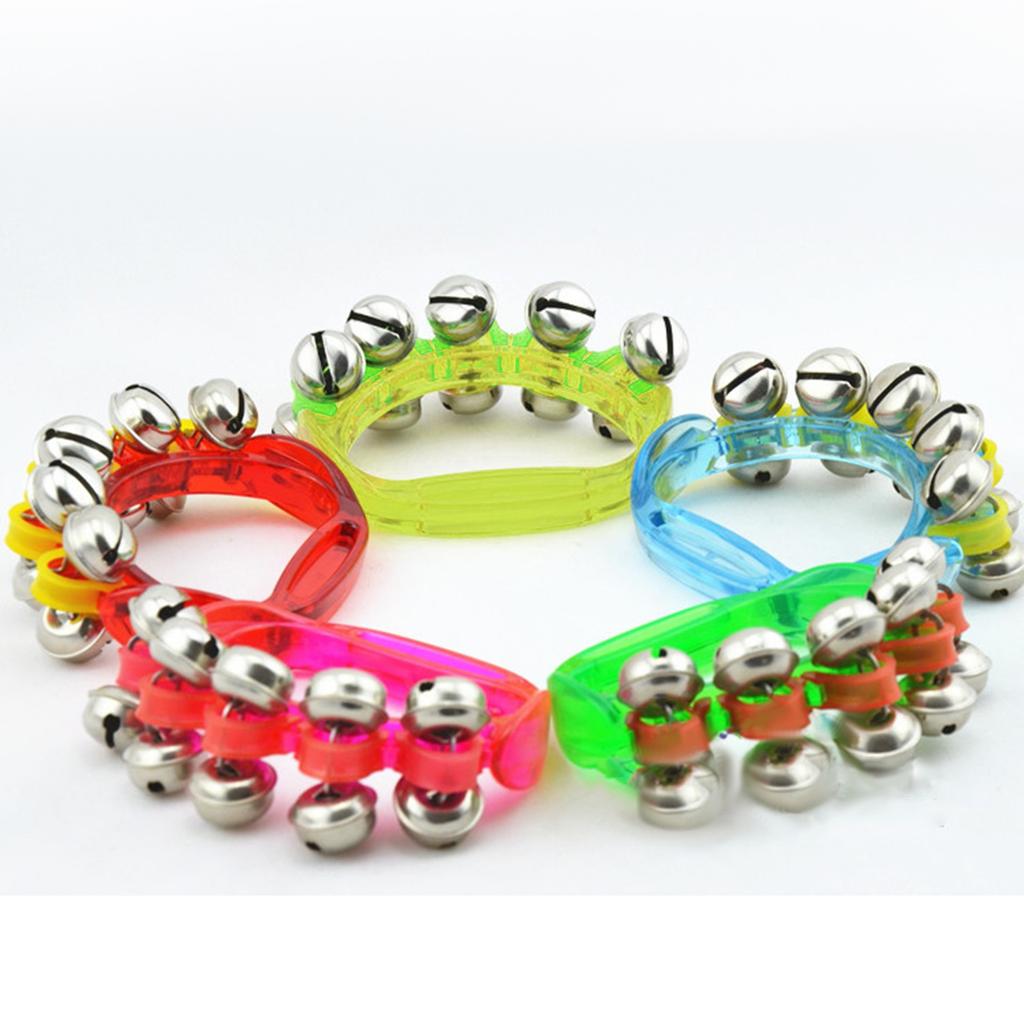 1PC Kunststoff Musikinstrumente Spielzeug Farbe Halbkreis Hand Glocke Haut Fünf Glocken