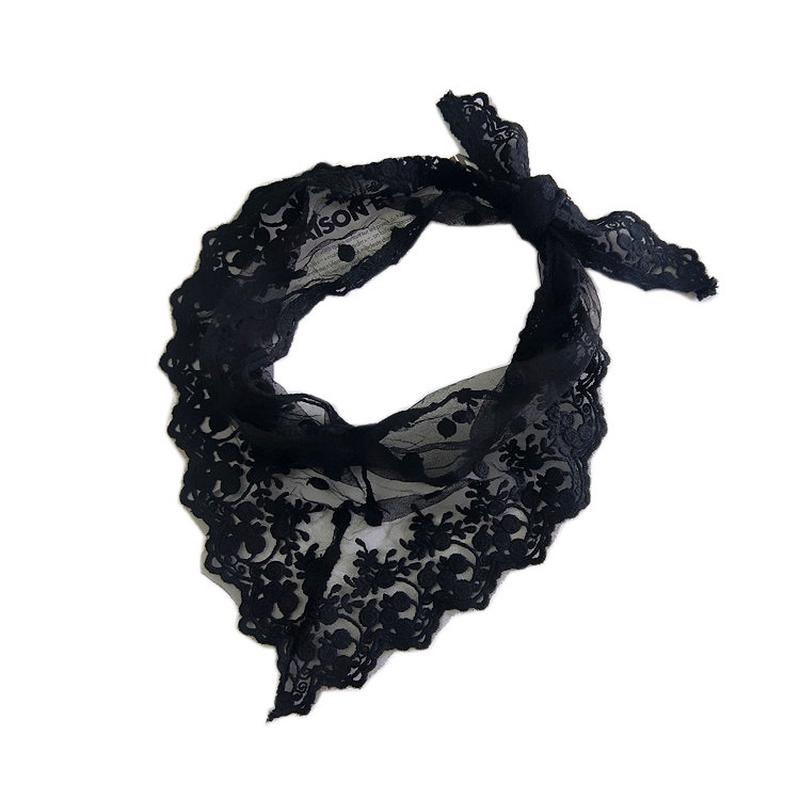 Women Embroidered Floral Lace Triangle Neck Scarf