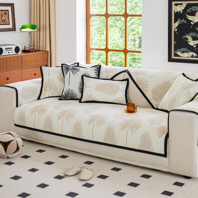 

New High-End Sofa Cushion, All-Season Non-Slip Seat Cushion, Leather Sofa Cover, Chenille Straight Row Cushion 70*70cm