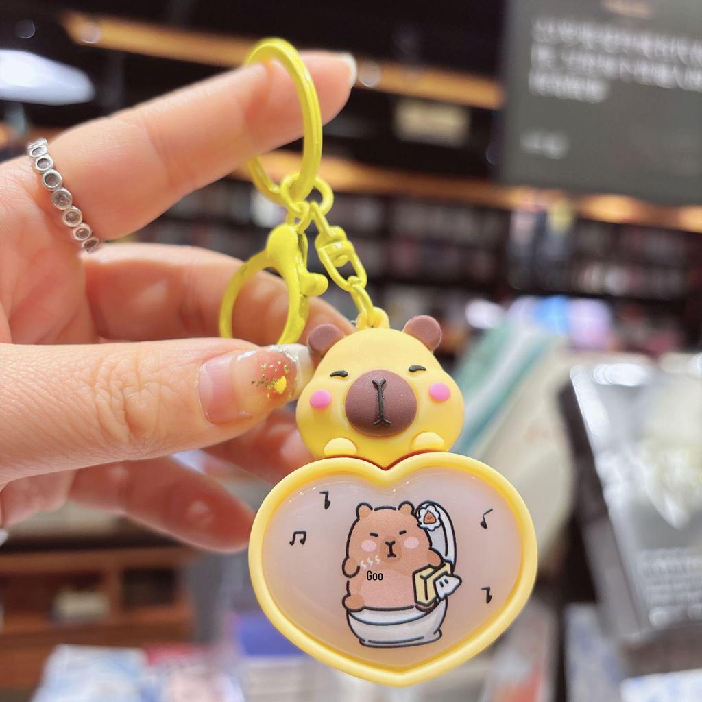 Glowing Capybara Night Light Keychain - Cute Cartoon Pendant