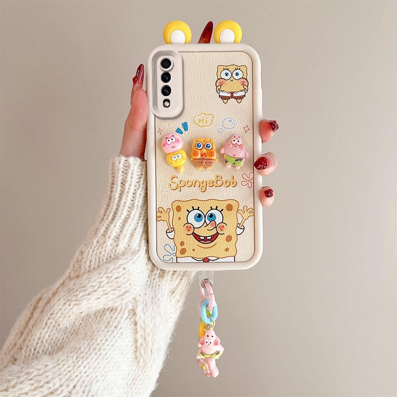 KEYSION Cute Ear 3D Cartoon Case for Samsung A50 A50S with Bracelet Soft Silicone Shockproof Phone Back Cover for Galaxy A30S