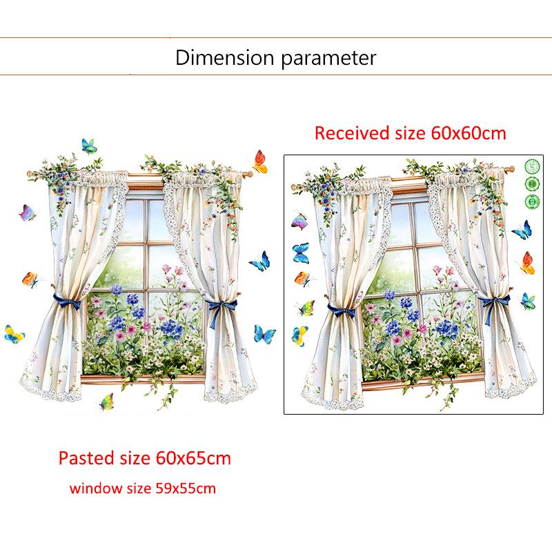 3D Fake Window Wall Sticker Self Adhesive Window Sill Flower Butterfly Decal for Living Room Bedroom Decoration Home Decor