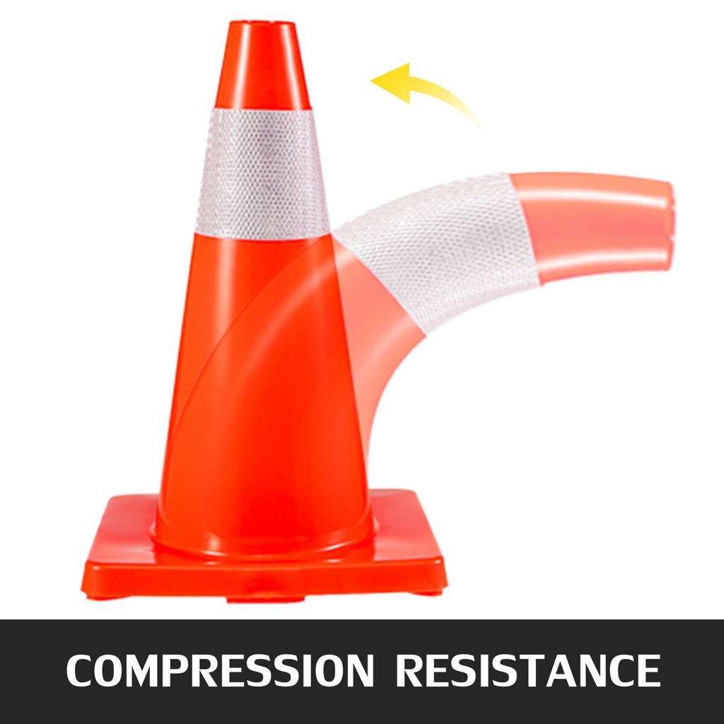 12Pack 18\" Traffic Cones, Safety Road Parking Cones PVC Base, Orange Traffic Cone with Reflective Collars, Hazard Construction Cones for Home Traffic