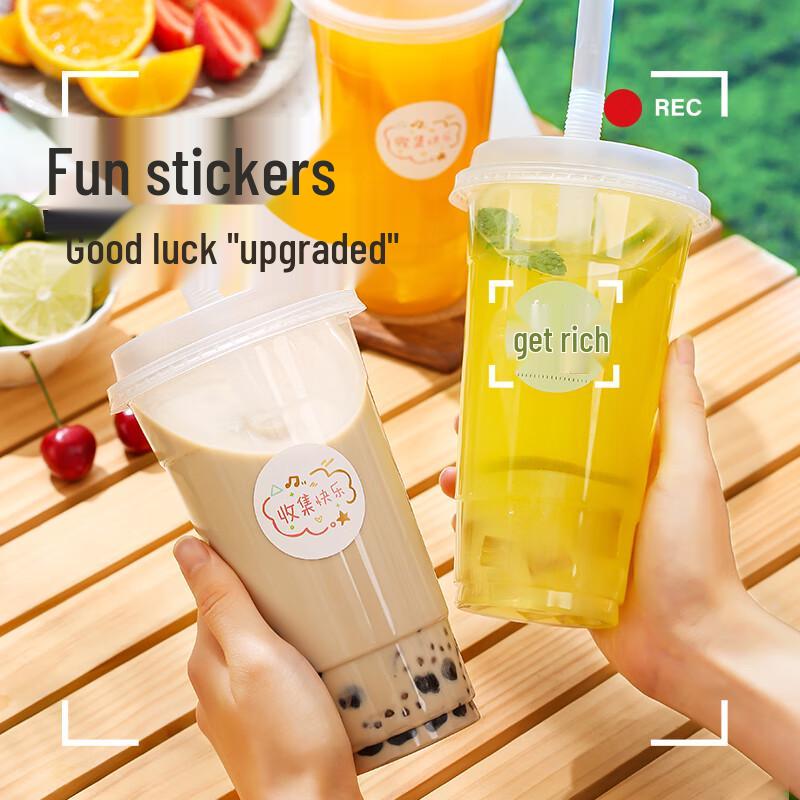 650ml Disposable Milk Tea & Drink Cups with Lids (20 Sets)