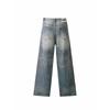 Plus-Size Vintage Wide-Leg Jeans for Women, Summer New High-Waisted Slimming Drape Loose Straight Pants for Plus-Size Women, Floor-Length Pants