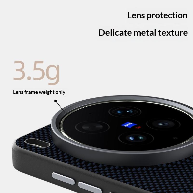 Carbon Fiber Pattern Phone Case for Vivo X300 Ultra X300s X200 Pro Mini X200S Hardware Len Frame Invisible Magnetic TPU+PC Cover