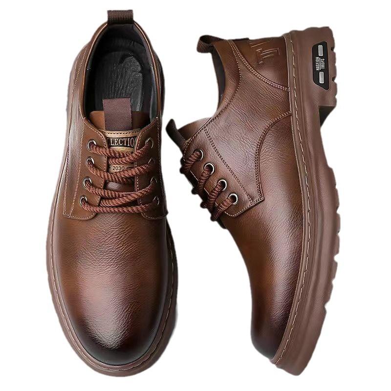 Leather shoes new casual shoes British style big head lace-up leather shoes casual shoes