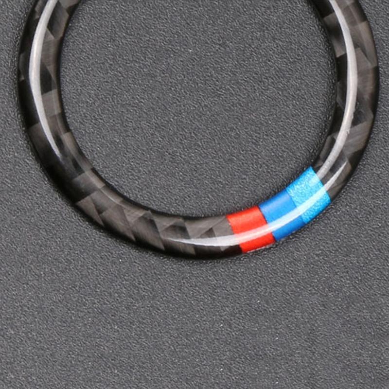 Carbon Fiber Car Engine Start Stop Push Button Ignition Key Ring Decor Trim Sticker For BMW E90 E92 E93 3 Series Car