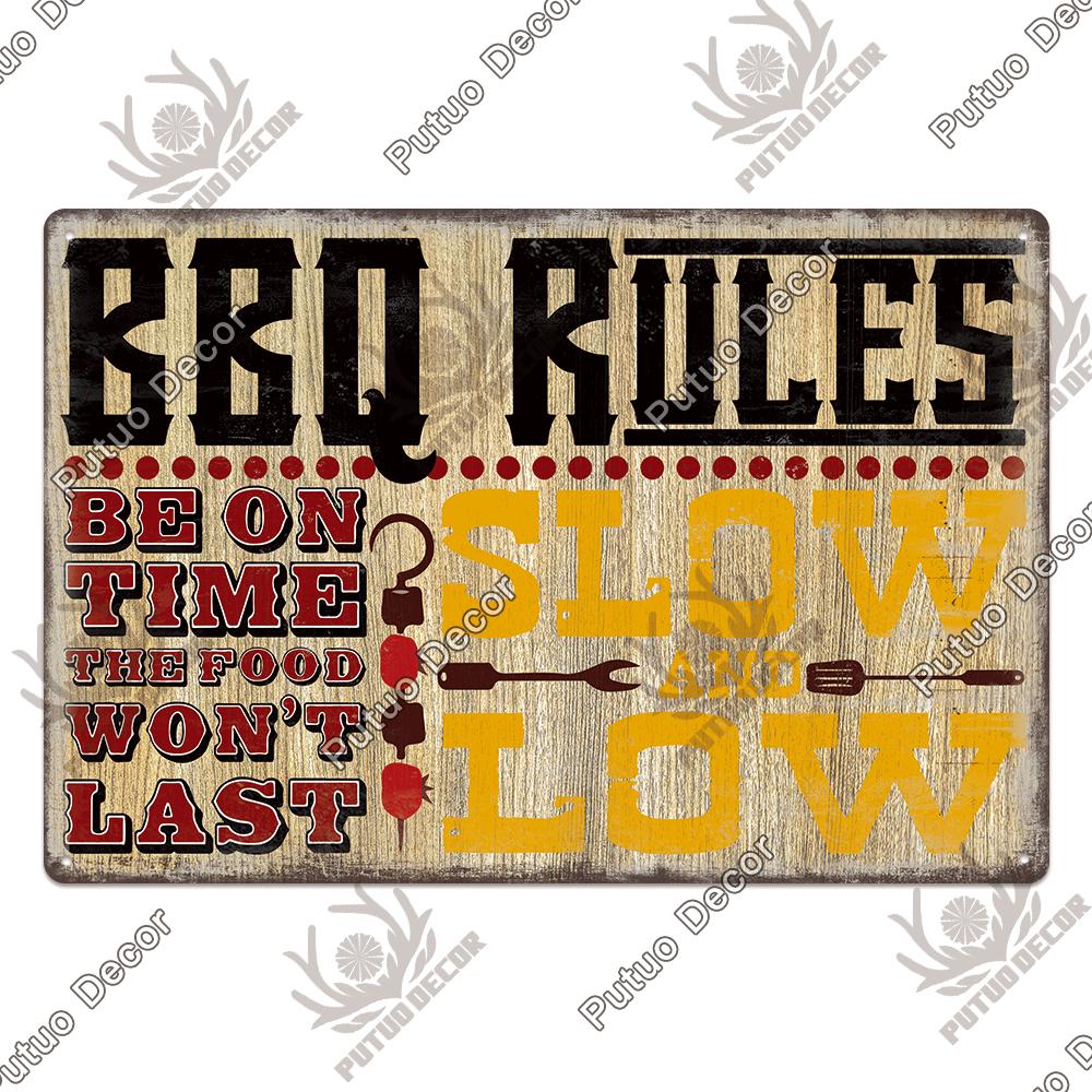 Putuo Decor BBQ Metal Sign Tin Plaque Vintage Metal Signs Iron Painting for Barbecue Bar Pub Kitchen Party Zone Wall Decor