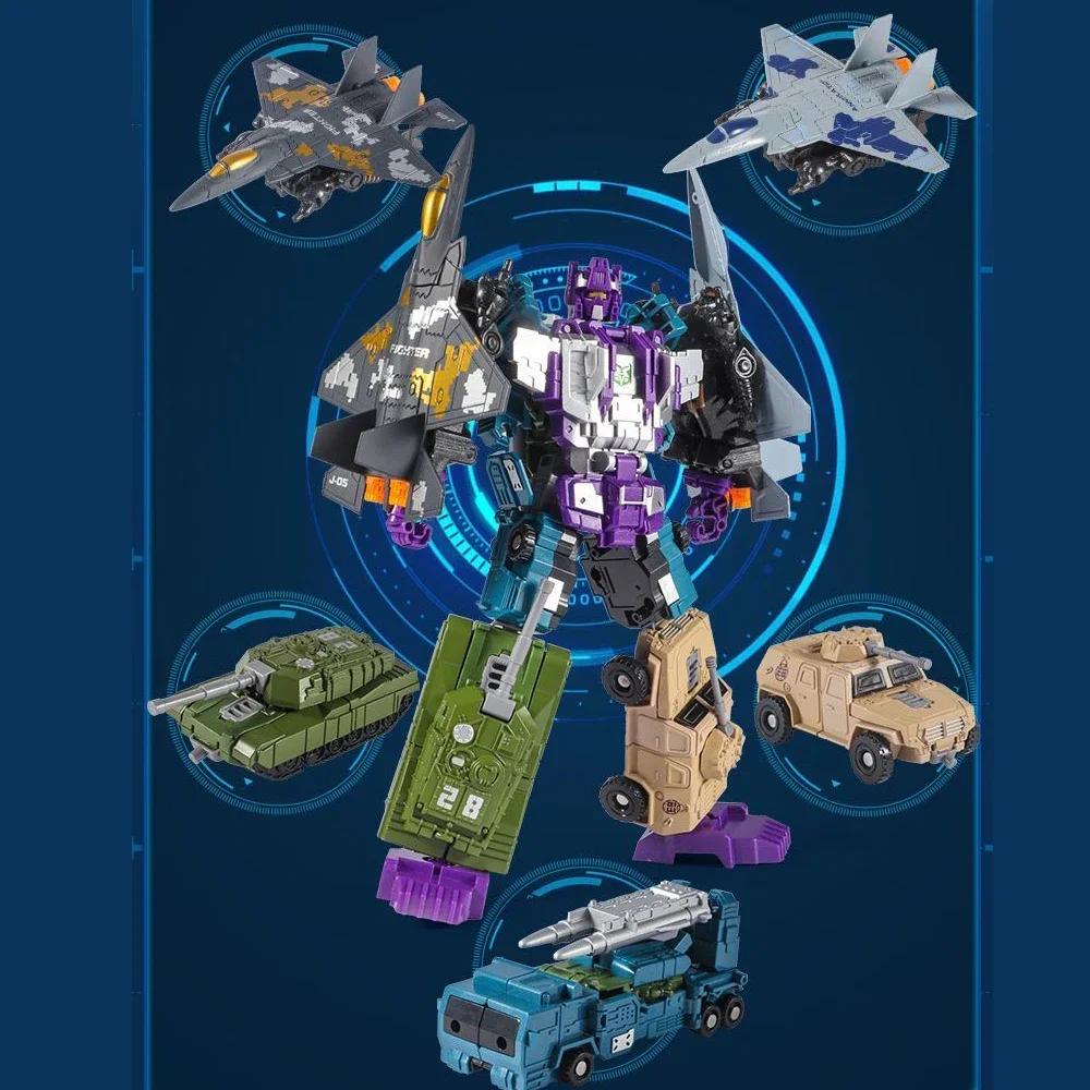 Alloy Deformation Robot Truck Fighter Army Assembling Educational Toys Action Figures Robot Toy for Kids Gifts Die Cast Model