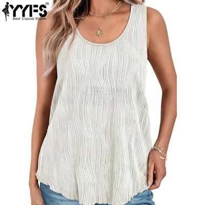 Women's Fashion Casual Summer Spring Solid Color Print Sleeveless U-Neck Blouses & Shirts