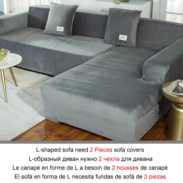 

Чехлы для диванов из бархатной ткани для гостиной, эластичный секционный диван, L-образный чехол для дивана, кресло, L-образный мебельный чехол Part A-A 145-185cm серый