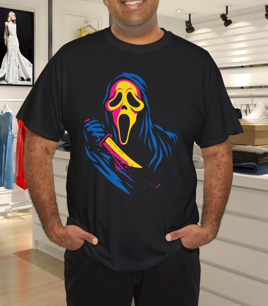 Ghost Face T- Shirt Neon BlackLight Icon Of Halloween Horror Scary Official S
