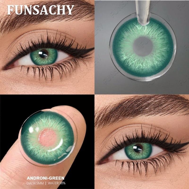 FUNSACHY 1 Pair Gray Color Contact Lenses Brown Natural Lens for Eyes Green Fashion Beauty Pupils Yearly Eye Makeup Accessories