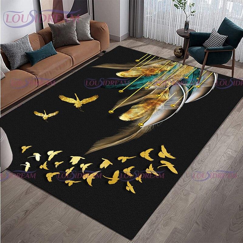 Moderner, luxuriöser farbiger Federteppich, Wohnzimmer-Teppich, rutschfeste Teppiche für Couchtisch, Flur, Eingangsbereich, Bodenmatte, Dekor