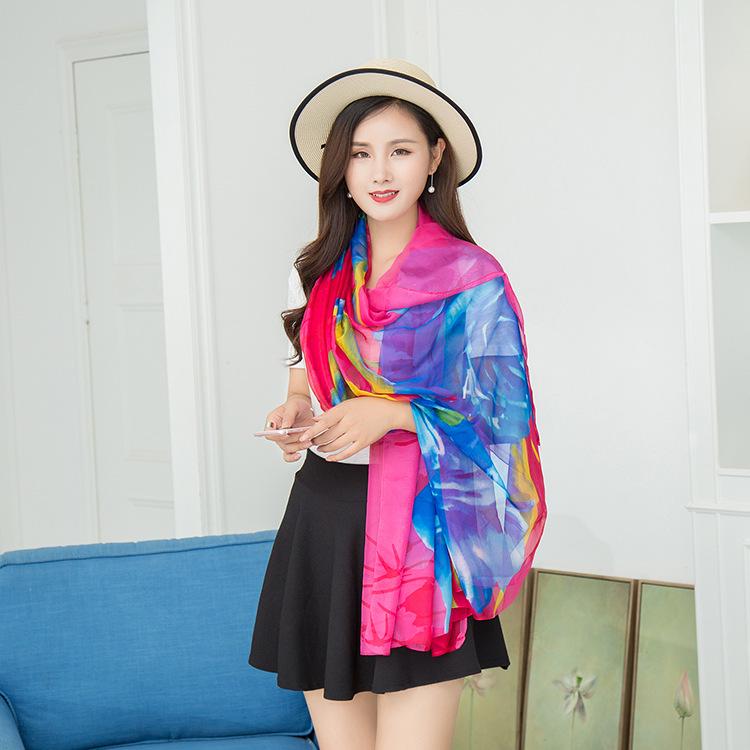 Versatile Chiffon Scarf: Autumn/Winter Women's Sun Protection Shawl, Extra Large Korean Style Beach Towel, Long Gauze Wrap