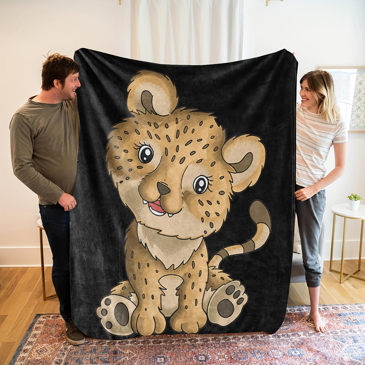

1pc Soft Flannel Blanket with Cute Lion Face - All-Season Cozy Throw, Machine Washable Gift for Home, Office, or Travel - Perfec 130x150cm51x59in