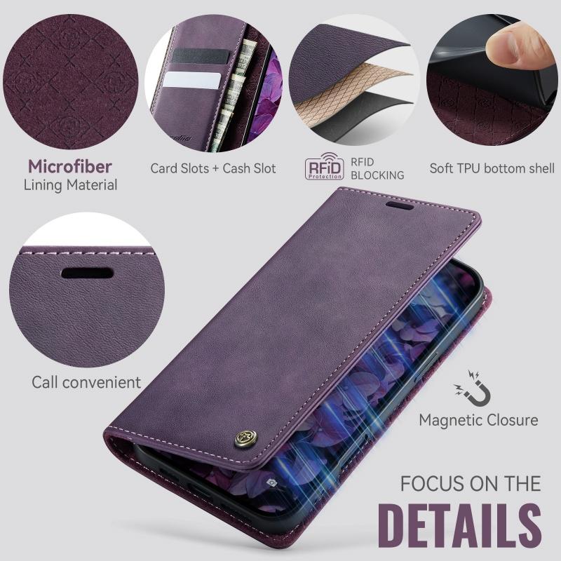 CaseMe Flip Leather Purse Holder Phone Case For iPhone 17 Pro Max Air 16E 16 15 Plus 14 13 12 11 X XS XR SE 2022 8 7 Shockproof Wallet Card Slot Cover