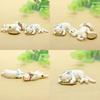 Small Clear Resin Lucky Cat Figurine For Garden Micro Landscape Decor Gift