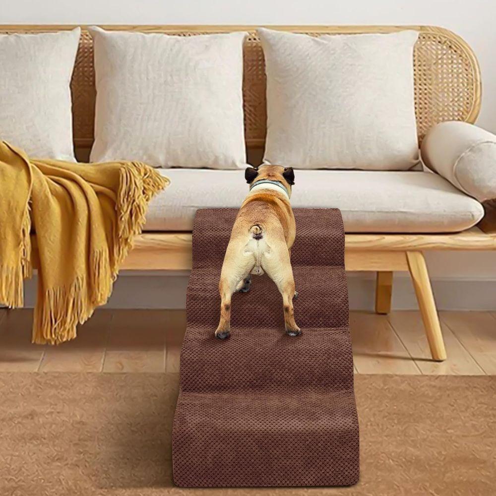 Pet Stairs for Small Dogs - High-Density Foam Steps, Wide Non-Slip Dog Ramp for Beds, Couches, Ideal for Injured or Elderly Dogs