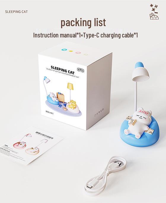 Weiche schlafende Katze Nachtlicht: Einstellbarer 3-stufiger Augenschutz, ideal für das Nachttisch und das Stillen.