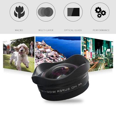 4K Smartphone Camera Lens 0.45X Wide Angle 15X Macro Phone Lens with Universal Clip Compatible with iPhone Samsung