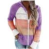 Móda Ženy Ležérní Patchwork svetr s kapucí, svetr s dlouhým rukávem, blůza
