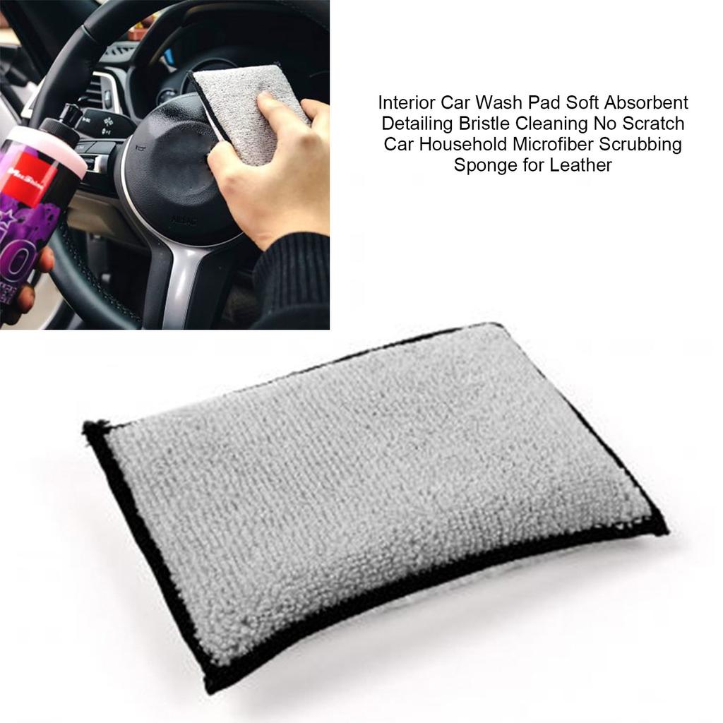 Interior Car Wash Pad Soft Absorbent Detailing Bristle Cleaning No Scratch Car Household Microfiber Scrubbing Sponge For