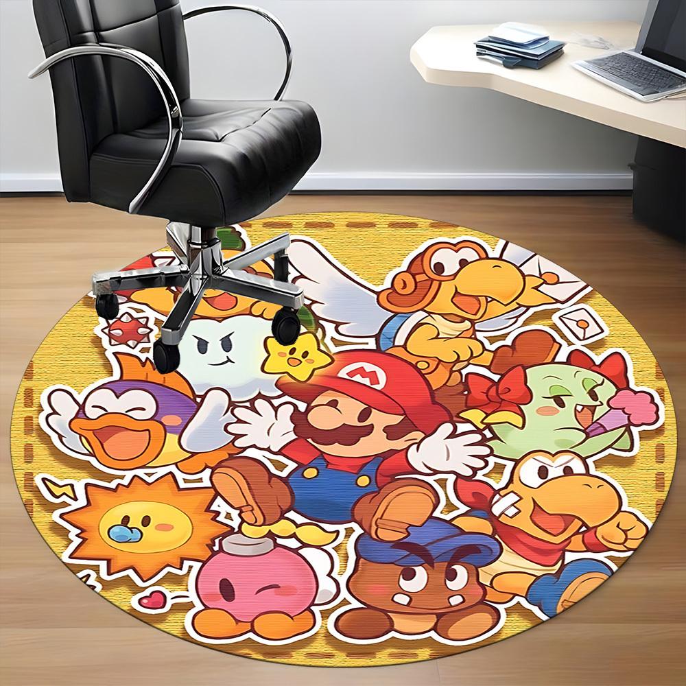1pc Mario Characters Office Round Area Rug, Under Office Chairs Bedroom Living Room Home Decor  A1016267
