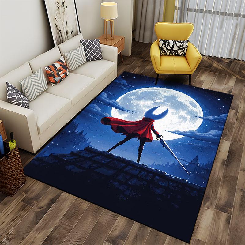 Warrior Silhouette Under Moon Suitable As a Non-slip Mat for the Living Room or Bedroom Sofa