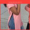 Camiseta Larga de Calidad Premium para Mujer Cuello Redondo Manga Corta Tops con Abertura Vestido Casual