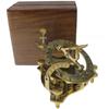 Brass Sundial Compass with Wooden Box Nautical Gift Compass  (Gold, Brown)