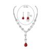 Black, Blue, Red and White High-level Sense of Super-flash Full of Diamonds Droplets Necklace Earrings Two-piece Bridal Jewelry Set