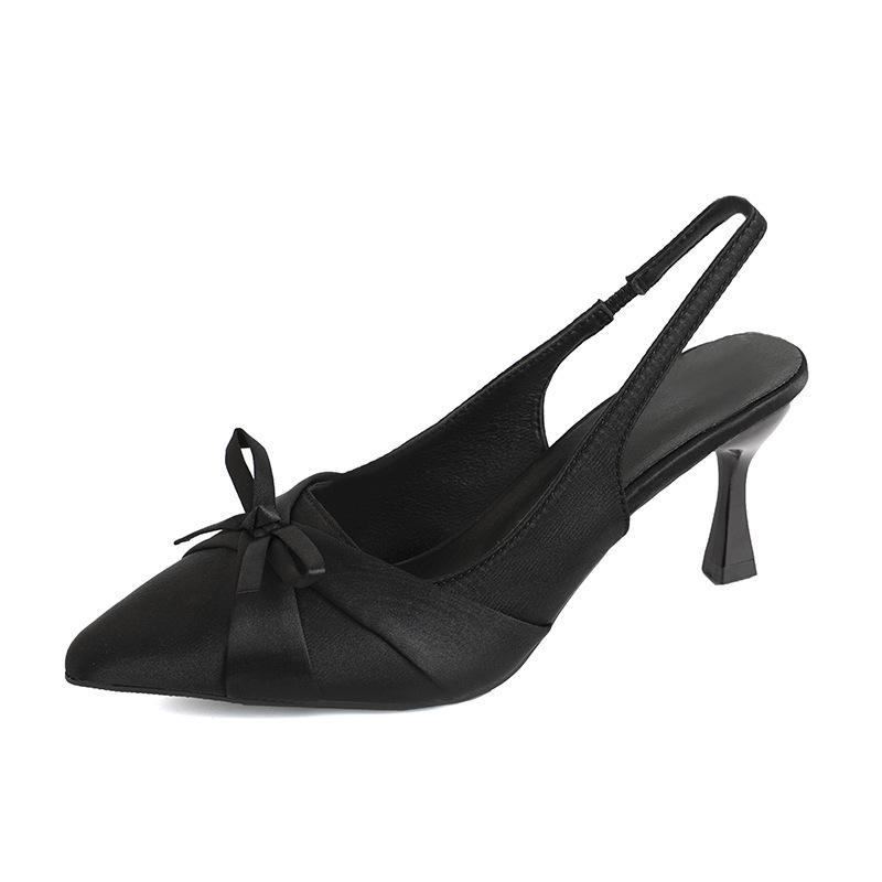 Fine-toe High-heeled Shoes, Headband Sandals, Women s Shoes, Elegant Pointed-toe Single Shoes 35 чёрный