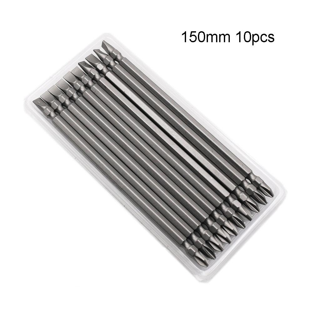 10Pcs Magnetic Screwdriver Bits 50/65/100/150/200mm Cross & Slot Drill Bit PH2 X 6mm Double Head Electric Screwdriver Drills