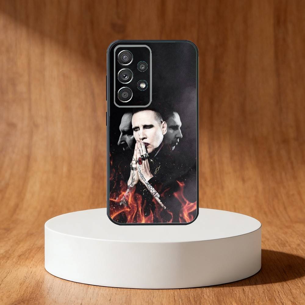 M-Marilyn Singer Manson Phone Case For Samsung S25,S24,S21,S22,S23,S30,Ultra,S20,Plus,Fe,Note,10,9,5G Black Cover