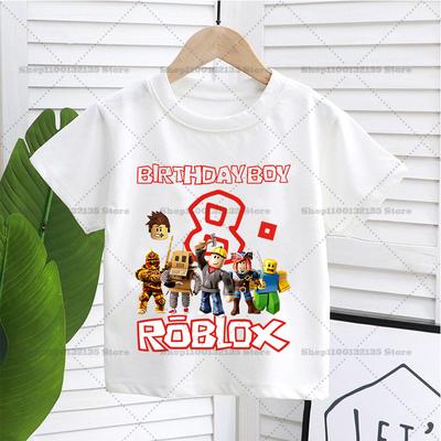 Summer Roblox Boy Girl Birthday Number T Shirt Children Clothes Baby Cotton Tee Shirts Party Short Sleeve Tops Toddler Gifts