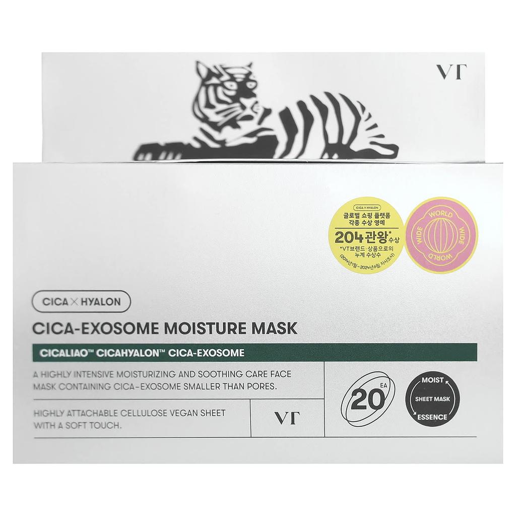 VT Cosmetics, Cica-Exosome Moisture Beauty Mask, 20 Sheets, 350g