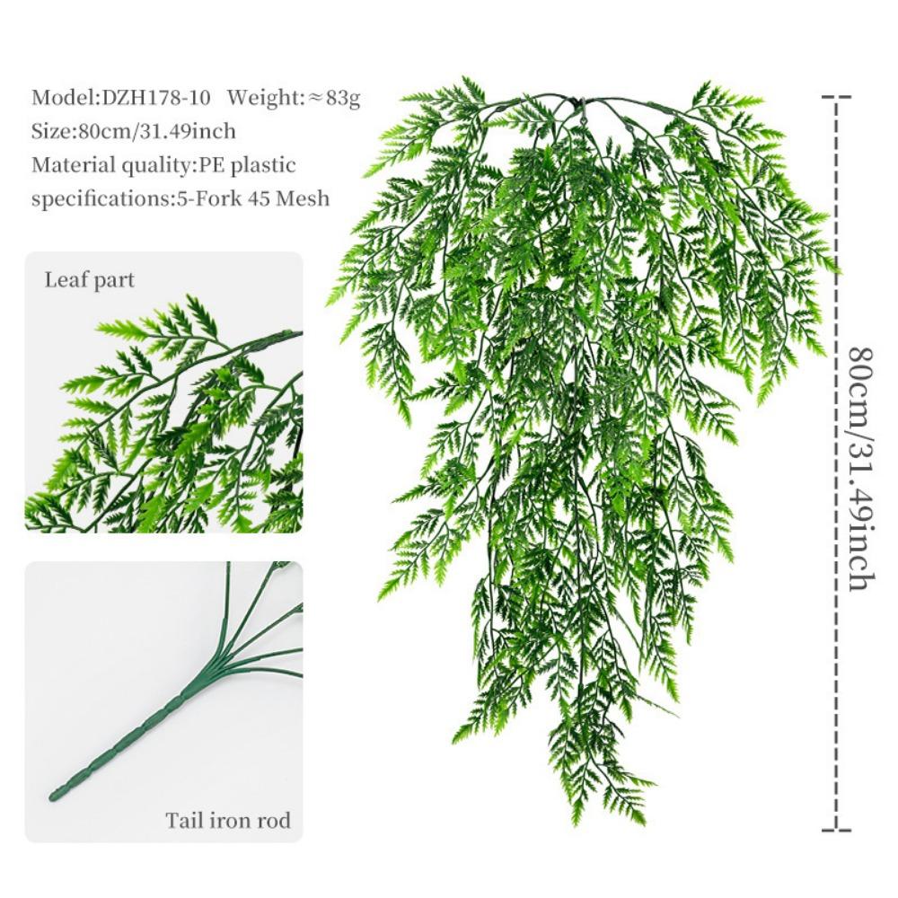 Green Hanging Vine Plastic Fern Grass Artificial Greenery Plants Photo Props Persian Leaf Green Leaves Vine Home Decoration