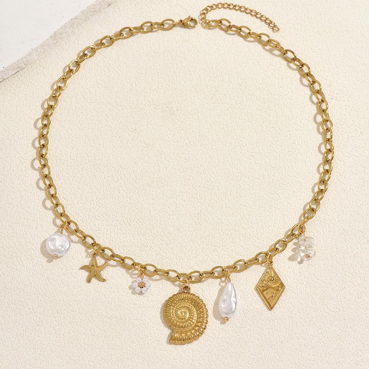 

Ocean Style Charm Choker Necklace Seashell & Imitation Pearl Beach Jewelry For Women Beach Vacation & Party Wear