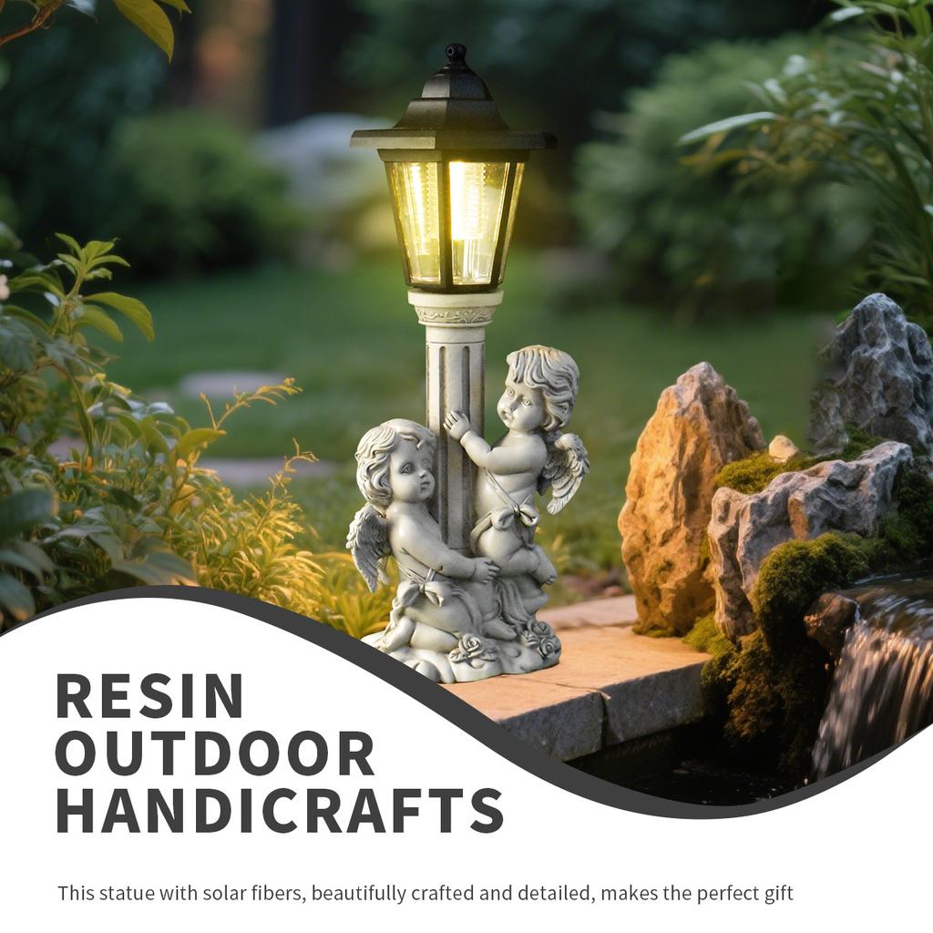 JYL TS/097,European Style Roman Column Angel Solar Outdoor Light for Lawn Porch Ambient Home Decor Lamp