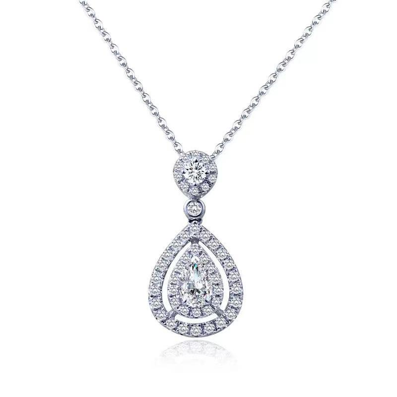 

Buyee 925 Sterling Silver Stone Pendant Chain White Zircon Necklace for Women Fashion Luxury Wedding Fine Jewelry Chain