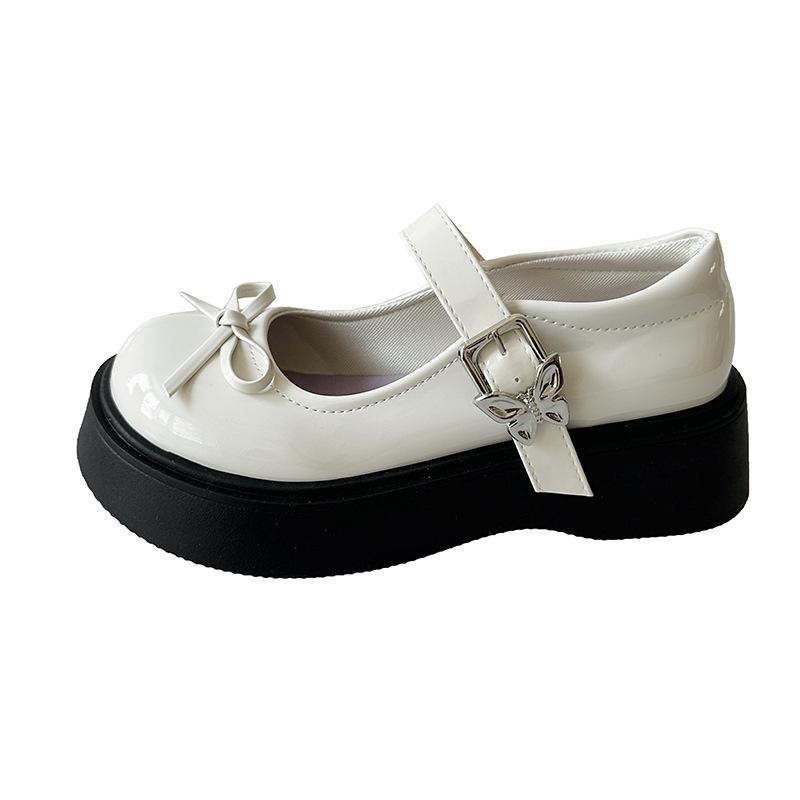 Pure Bow Small Leather Shoes Women's 2025 New Spring College Style Small Man Shows High Soft Sole Not Tired Feet Single Shoes