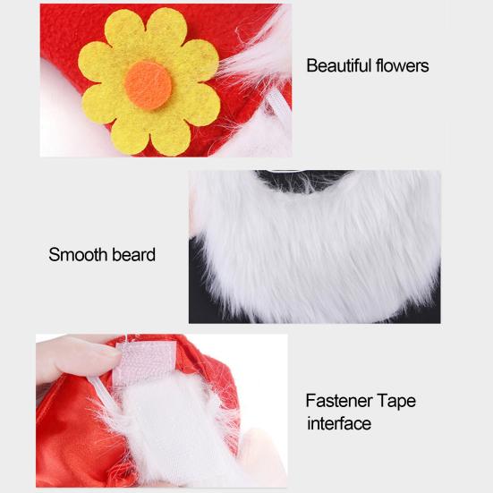 Dog Christmas Hat Pet Santa Claus Hat with Ears And Beard Xmas Costume Headgear for Small Dogs Cats Festive Dress-up Accessories