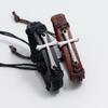 Retro Punk Metal Cross Bible Bracelet Hand Woven Cowhide Leather Adjustable Christian Unisex Jewelry Gift for Men Women