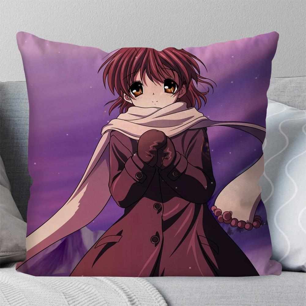 Japansk Anime Clannad Kuddfodral Fyrkantig Kudde Sovrum Soffa Fritid Komfortkudde Bil Vardagsrum Heminredning 40X40